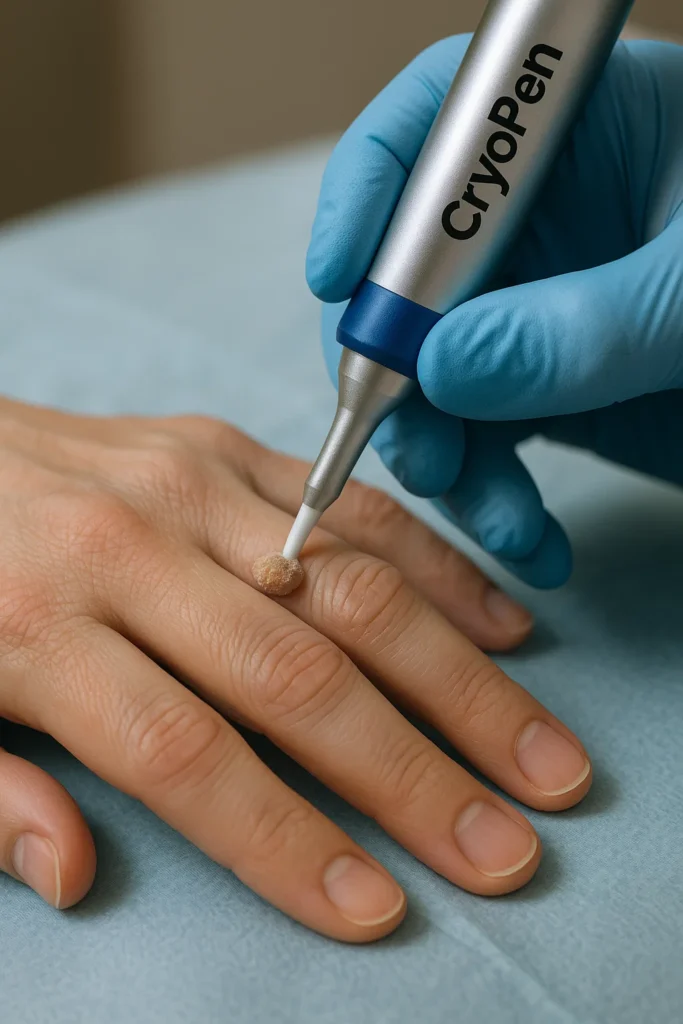example of cryopen wart removal Greater London (Bexley) treatment on a persons finger