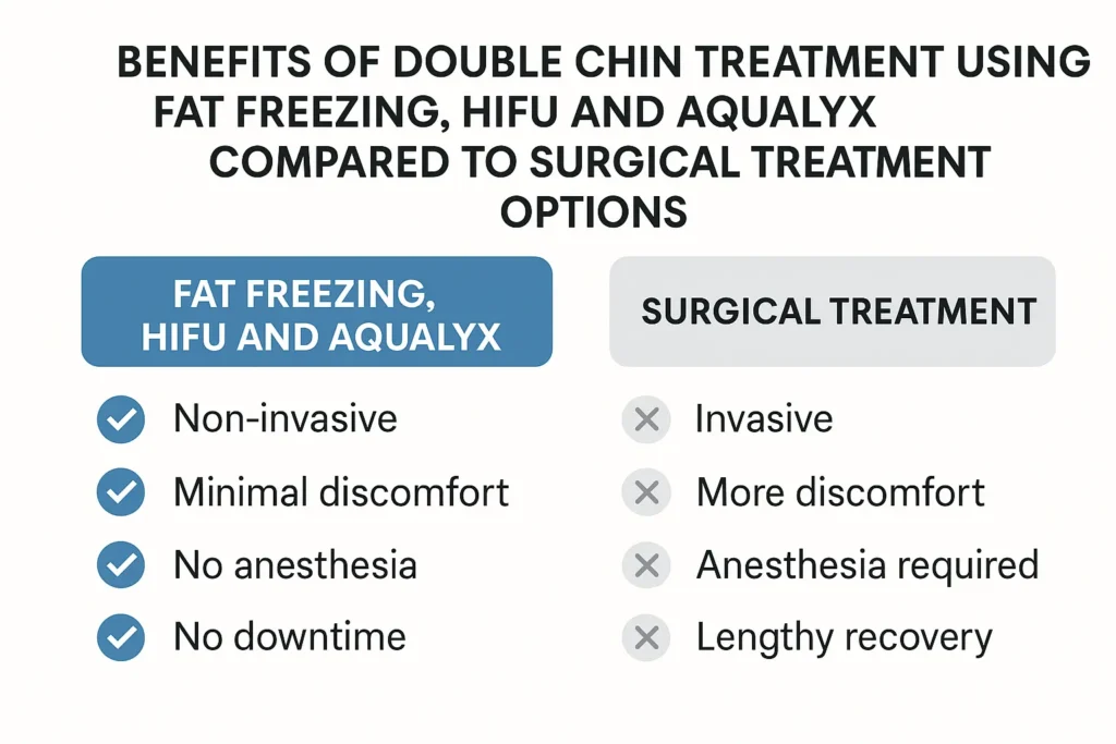 Graphic about the benefits of double chin treatment Greater London (Bexley) - from LA LIPO
