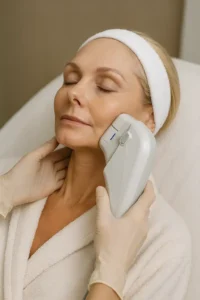 Woman receiving HIFU non surgical facelift treatment Greater London (Bexley)