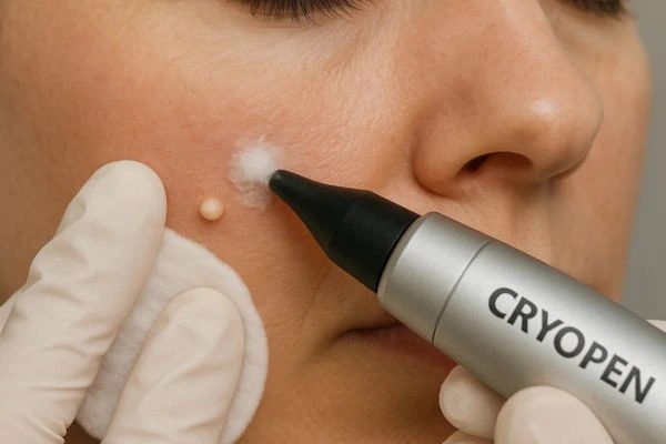 Woman receiving milia removal treatment Greater London (Bexley)