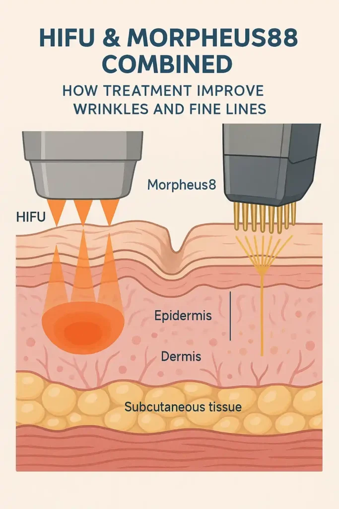 Diagram showing HIFU & Morpeus8 Greater London (Bexley) and the benefits for reduction in wrinkles and fine lines
